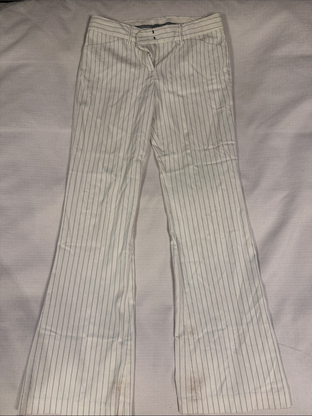Express White Pinstriped Flare Pants